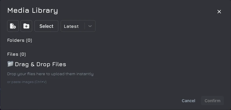 The Janitor AI Media Library upload dialog
