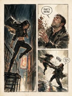 A hand-painted comic page